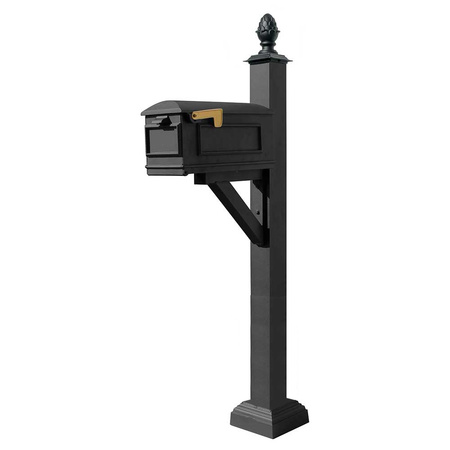 QUALARC Mailbox, Square Collar & Pineapple Finial, (Black) WPD-SC2-S3-LMC-BLK